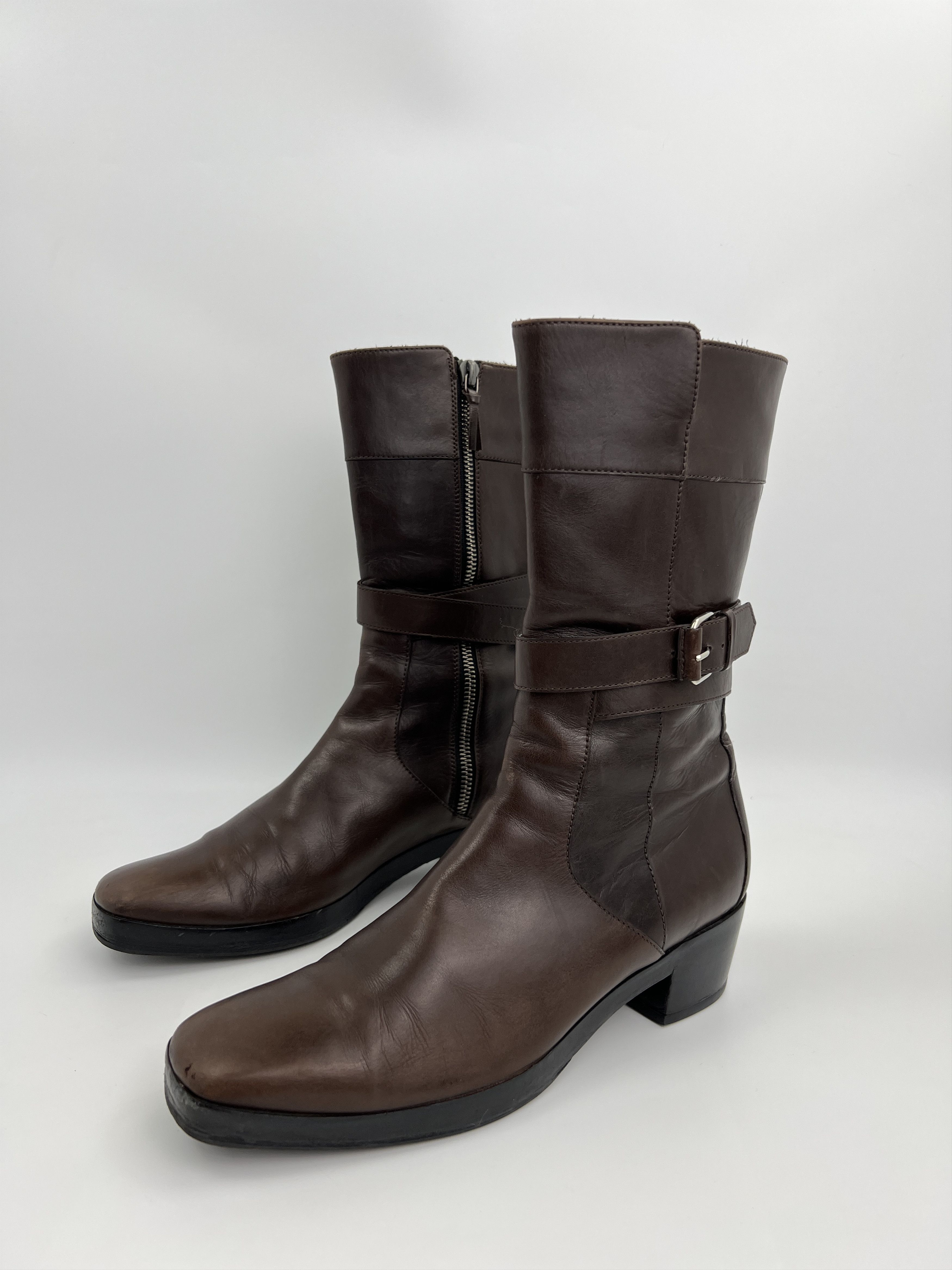 Balenciaga Vintage Balenciaga Brown Leather Moto Boots With Straps Size US 6 / IT 36 - 1 Thumbnail