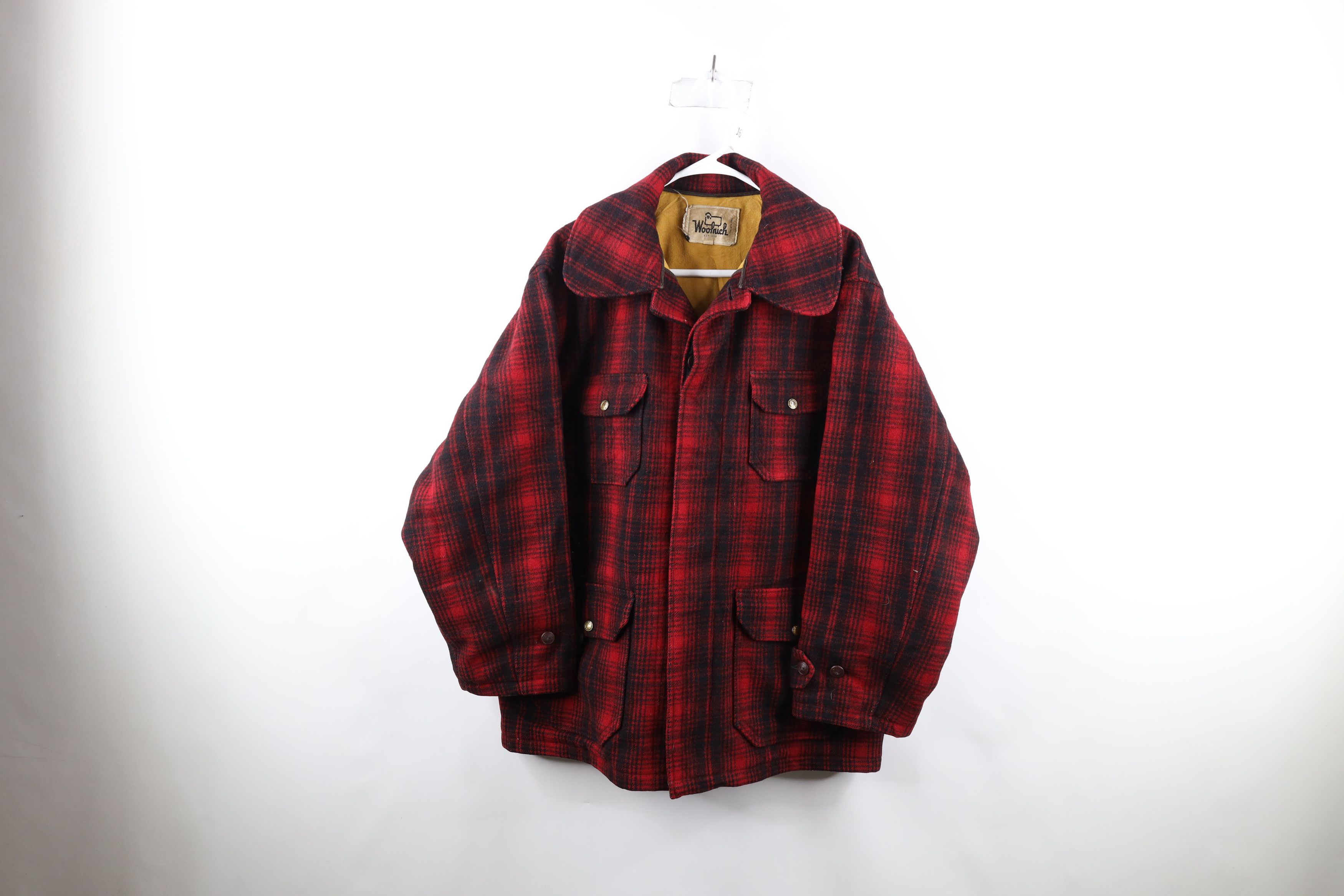 image of Vintage 60S Woolrich Heavyweight Wool Mackinaw Jacket in Red, Men's (Size XL)