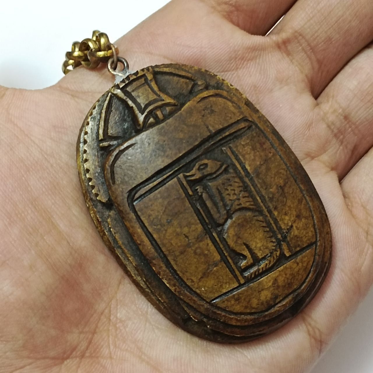 Handmade Egyptian Scarab Necklace Handcrafted Hieroglyph Amulet Size ONE SIZE - 5 Thumbnail
