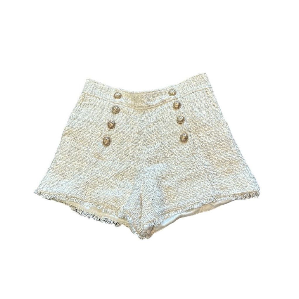 Generation Love Generation Love Women's Medium Ivory Lizzy Tweed Shorts Size 30" / US 8 / IT 44 - 3 Thumbnail