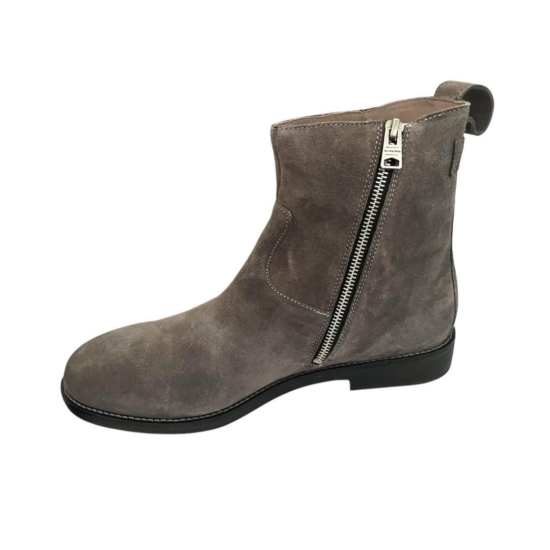 Allsaints AllSaints Mens Grey Suede Hollow Side Zip Leather Ankle Boot Size US 10 / EU 43 - 2 Thumbnail