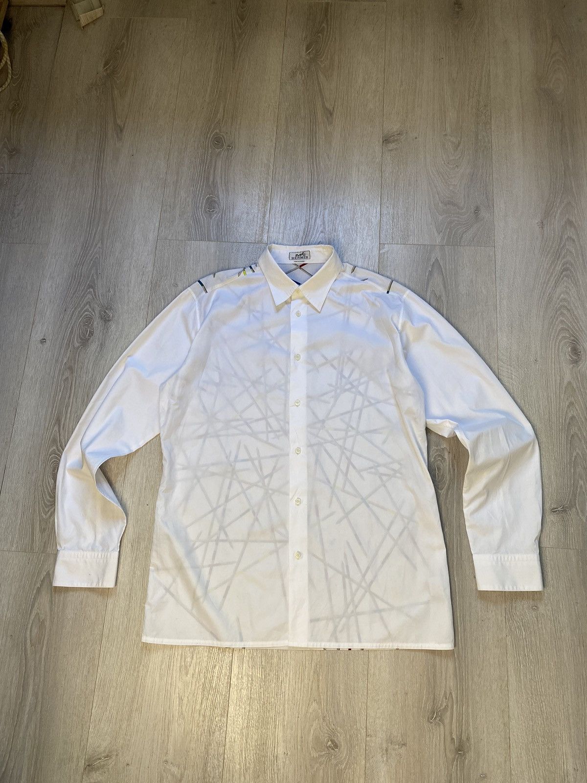 image of Hermes Button Up Shirt in White, Men's (Size XL)