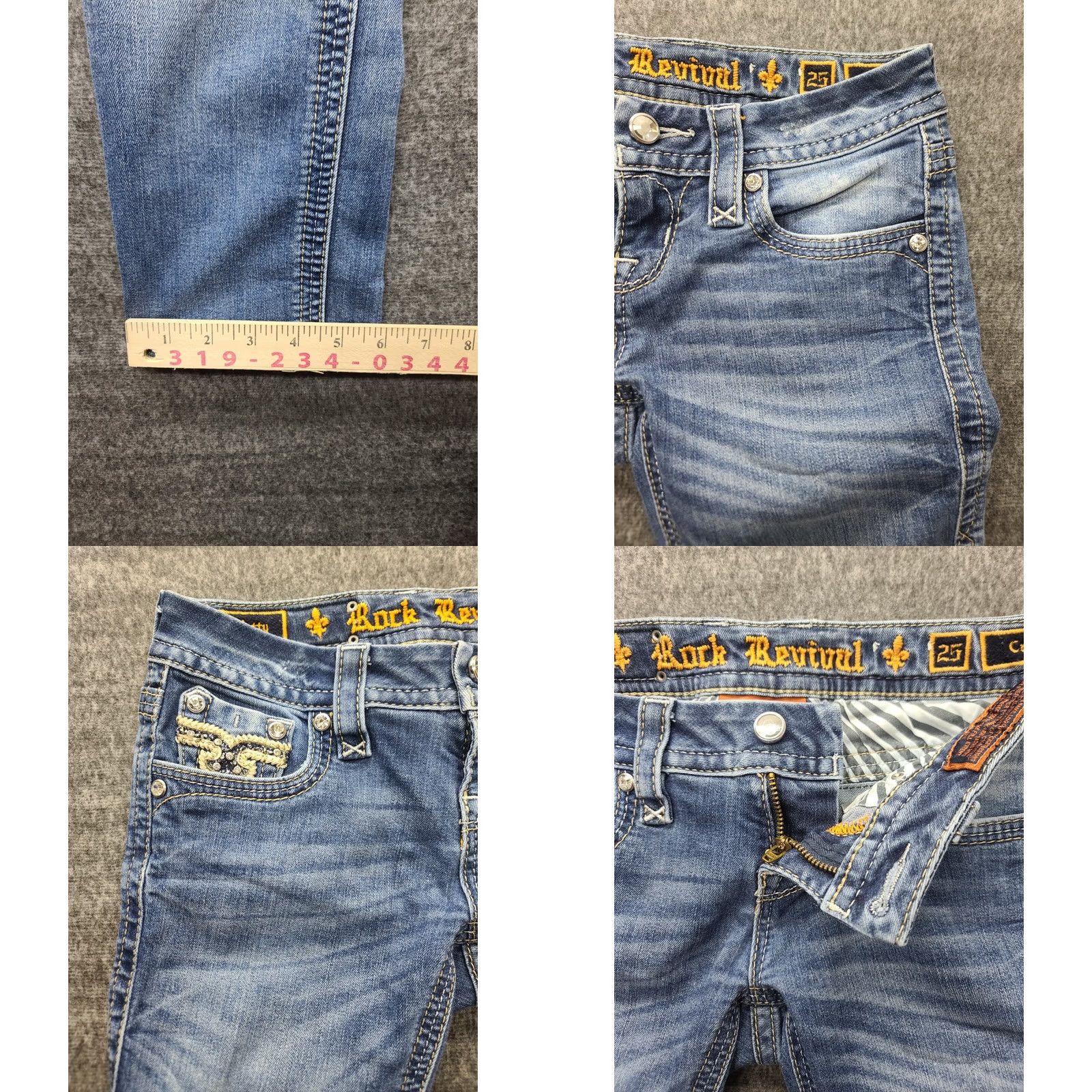 Vintage VINTAGE Rock Revival Betty Capri Womens 25 Denim Blue 5-Pocket Embroidered Rhinestone Western Cowgirl Y2K Womens Size ONE SIZE - 8 Thumbnail