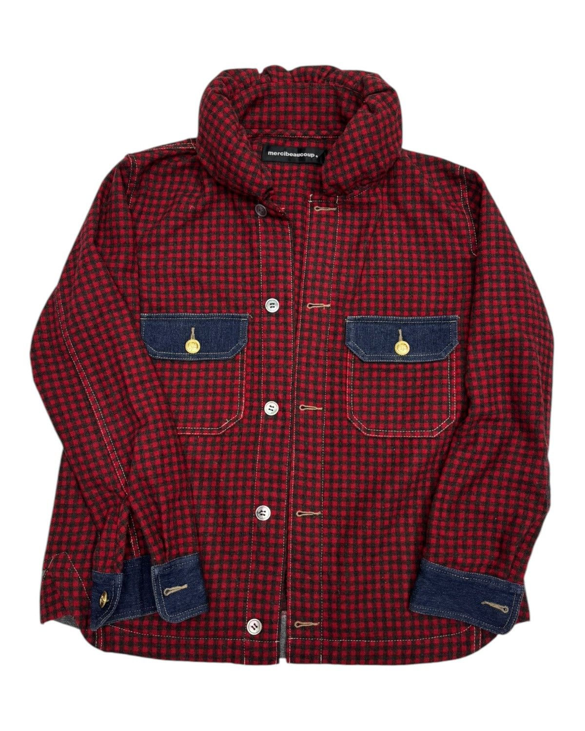 Issey Miyake × mercibeaucoup ISSEY MIYAKE CAULIFLOWER MERCIBEAUCOUP WOOL DENIM SHIRT Size US M / EU 48-50 / 2 - 3 Thumbnail
