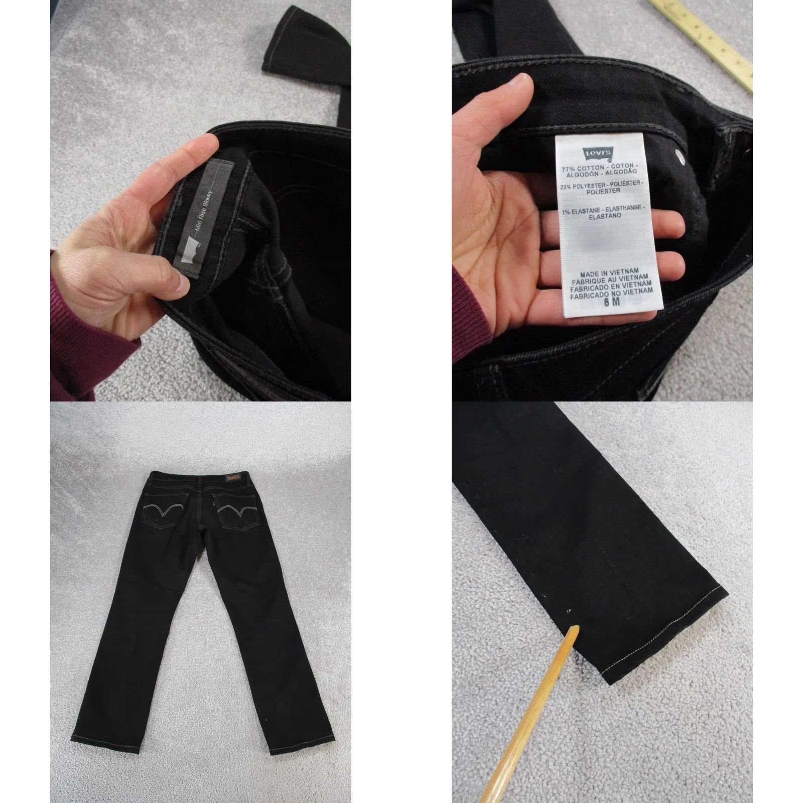 Levi's LEVI'S Jeans Womens 6 Black Denim Mid Rise Skinny Charcoal Wash Size 28" / US 6 / IT 42 - 8 Thumbnail