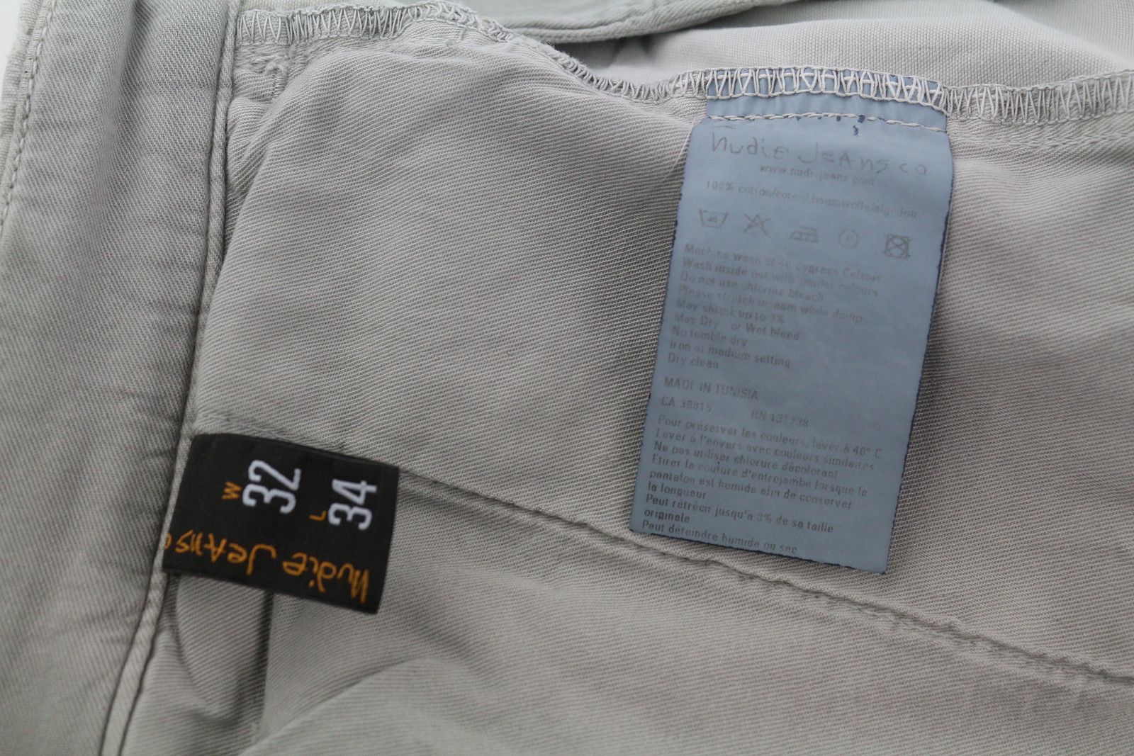 Nudie Jeans KHAKI REGULAR W32/L34 Organic Moon Dust Trousers 86104 Size US 32 / EU 48 - 7 Thumbnail