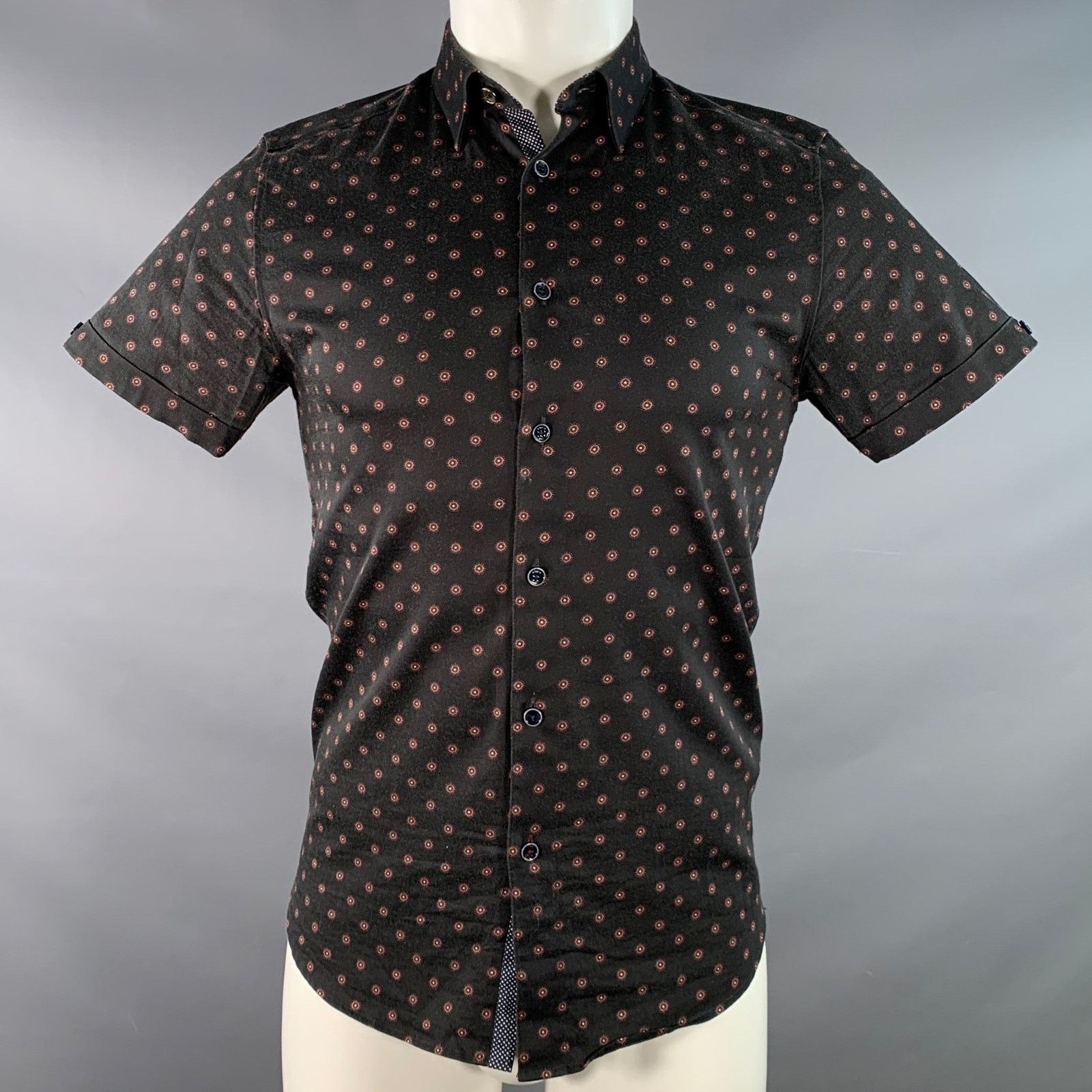 Ted Baker Lliam Black Red Abstract Floral Cotton Short Sleeve Shirt Size US XS / EU 42 / 0 - 1 Thumbnail