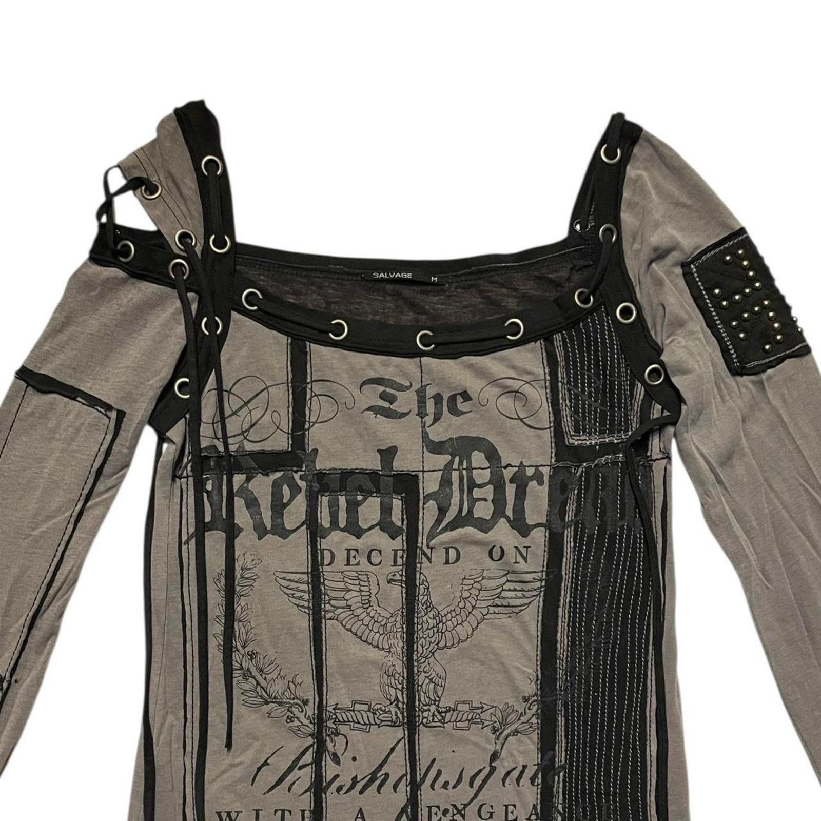 Salvage NWOT VTG Salvage x The Devil's Dress black & grey dress Size M / US 6-8 / IT 42-44 - 3 Thumbnail