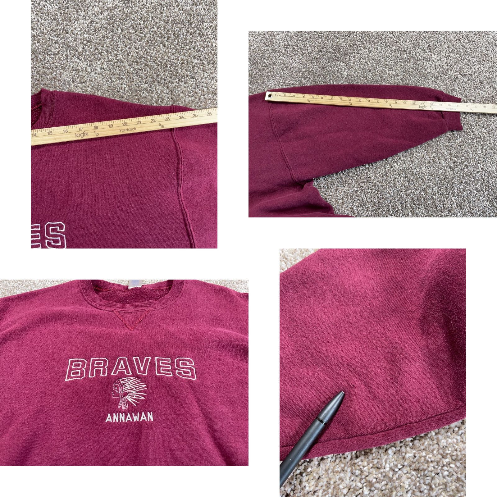 Russell Athletic VINTAGE Russell Athletic Sweatshirt Adult Large Red - Annawan Braves Embroidered Crew Neck Pullover Shirt Men Russel Athletic Tag Size US M / EU 48-50 / 2 - 8 Thumbnail