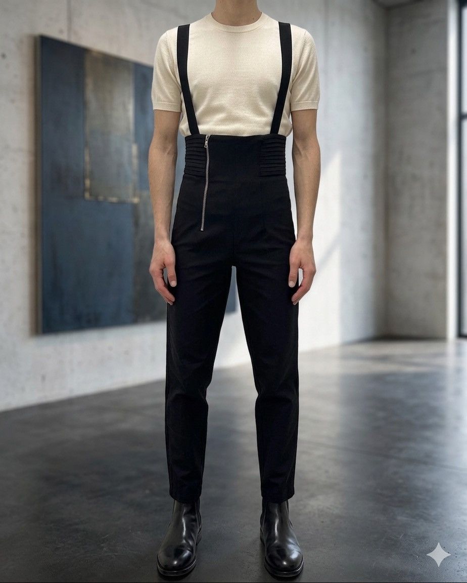 Marithe + Francois Girbaud LGB,Rick Owens Style Overalls High Waist Suspender Pants Size 27" / US 4 / IT 40 - 1 Thumbnail