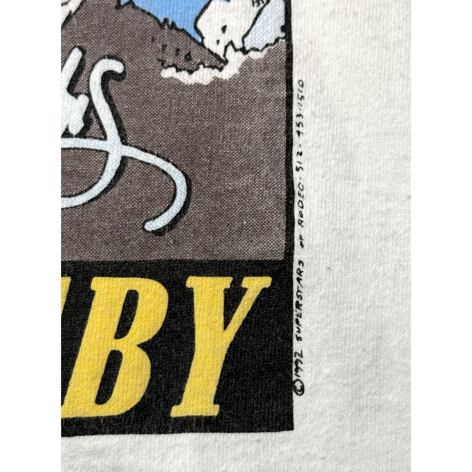 Fruit Of The Loom VINTAGE 90s Fruit of the Loom Jeff Grigsby Roadrunner Shirt Large Rodeo Clown PRCA Bullfighter Mens Size US L / EU 52-54 / 3 - 5 Thumbnail