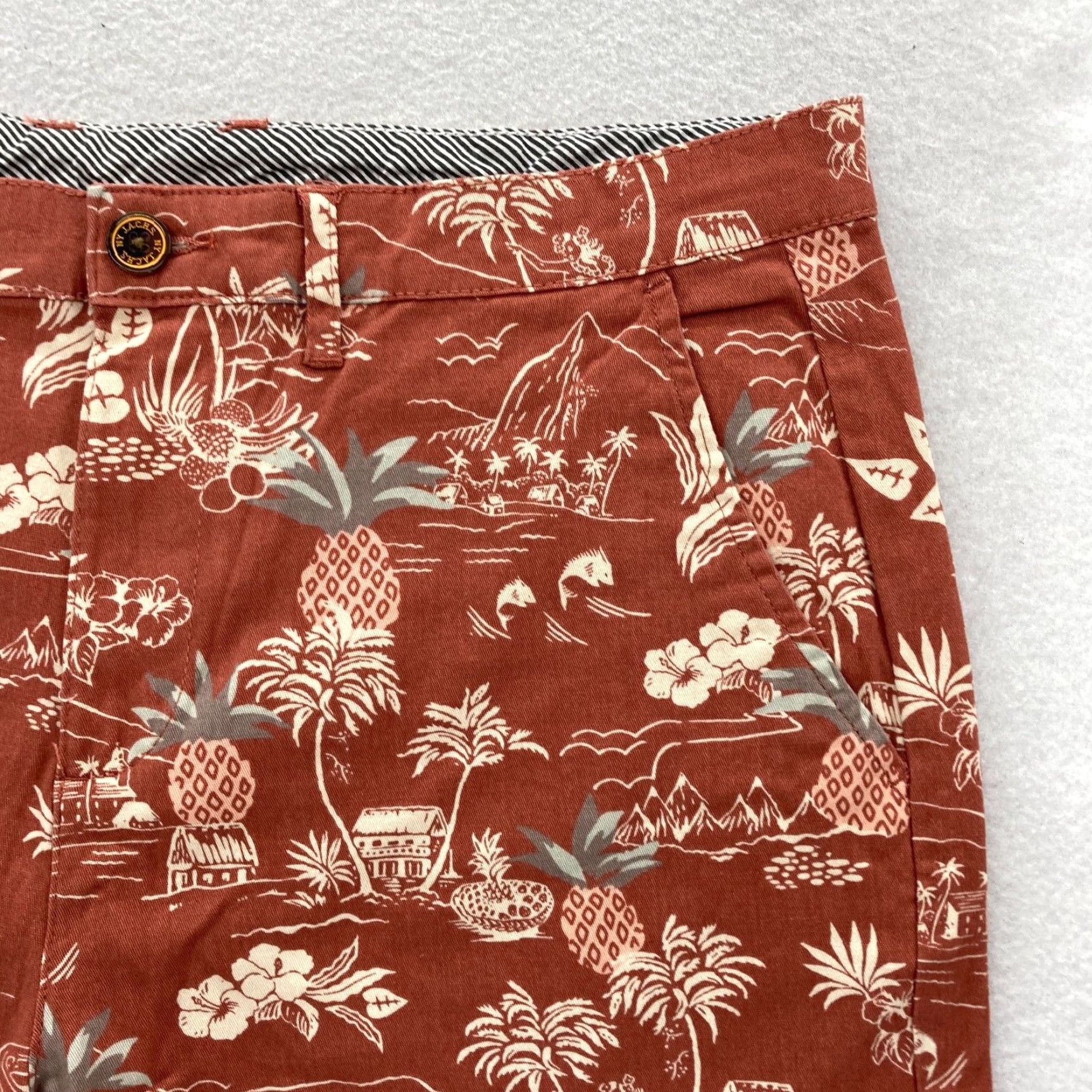 Vintage JACHS New York Bleecker Short Mens 32 Red Hawaiian Pineapple Vacation Travel NWT Size US 32 / EU 48 - 3 Thumbnail
