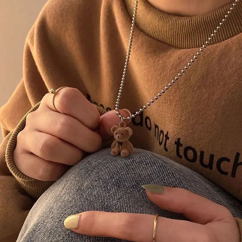Vintage Teddy Bear Pendant Necklace Bear Neck Chain Collar Jewelry Size ONE SIZE - 3 Thumbnail
