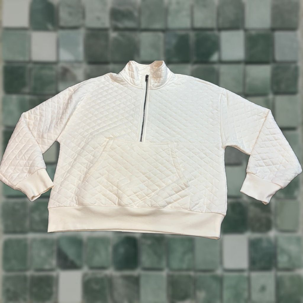 Vintage DSG Hacket Mens Large Half Zip White Quilted Beige Long Sleeve Sweater Jacket Regular Size L Men Size US L / EU 52-54 / 3 - 1 Thumbnail