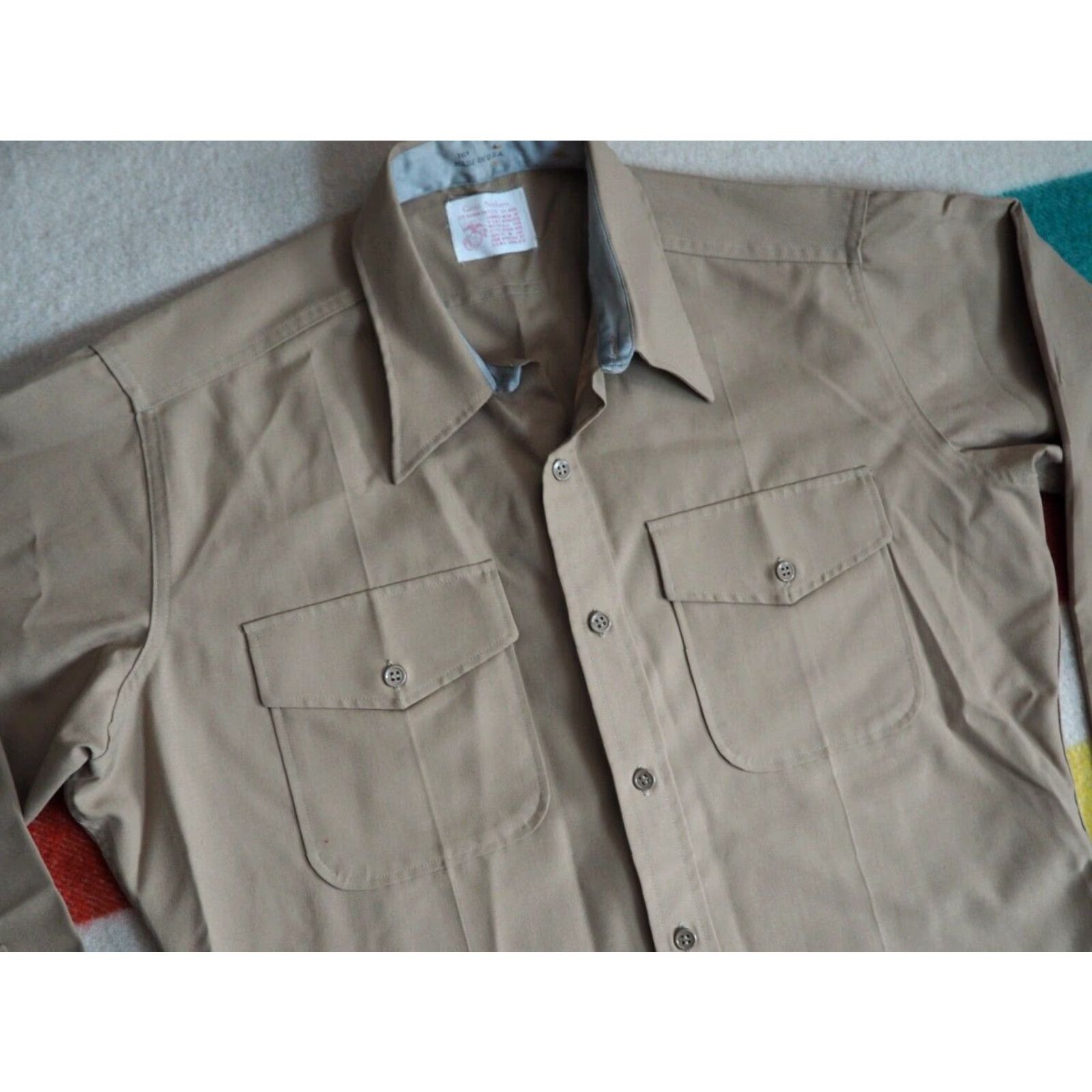 Vintage VINTAGE Great Northern USMC Marines Military Tan Wool Blend Button Shirt XL Mens Size US XL / EU 56 / 4 - 6 Thumbnail