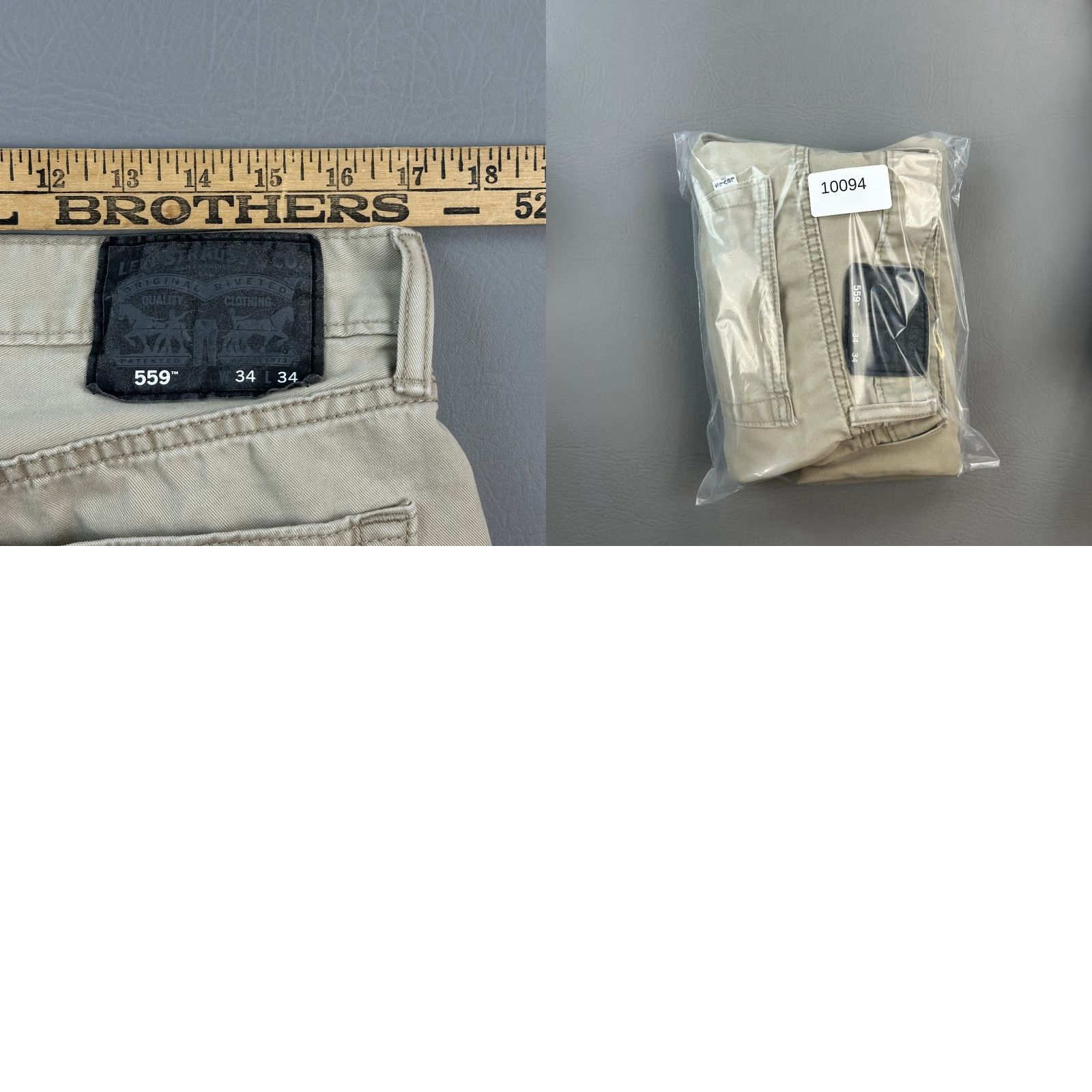 Levi's Levis 559 Pants Mens 34x34 34x32 Khaki Twill Relaxed Straight Zip Fly Casual Size US 34 / EU 50 - 9 Thumbnail