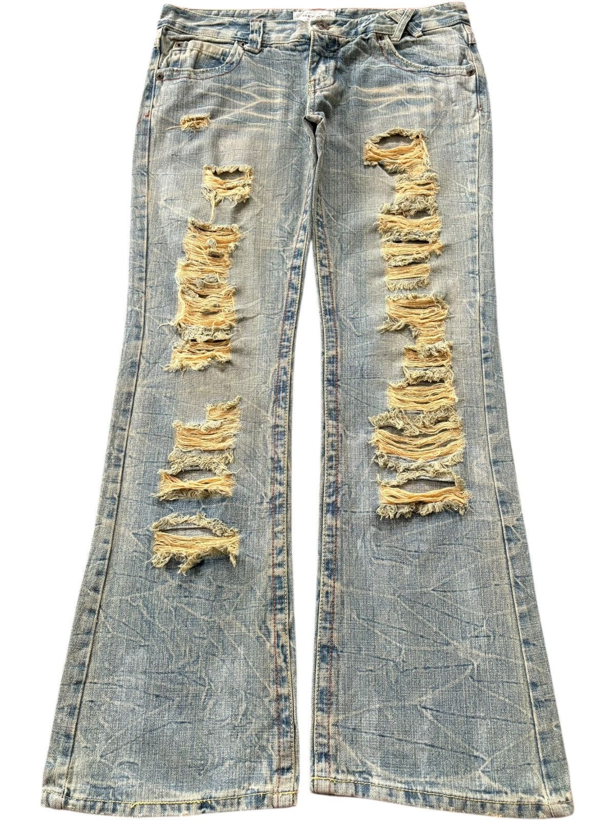 If Six Was Nine Vintage Japanese Brand Heavy Distress Rusty Wash Flare Jeans Size 36" / US 14 / IT 50 - 1 Thumbnail