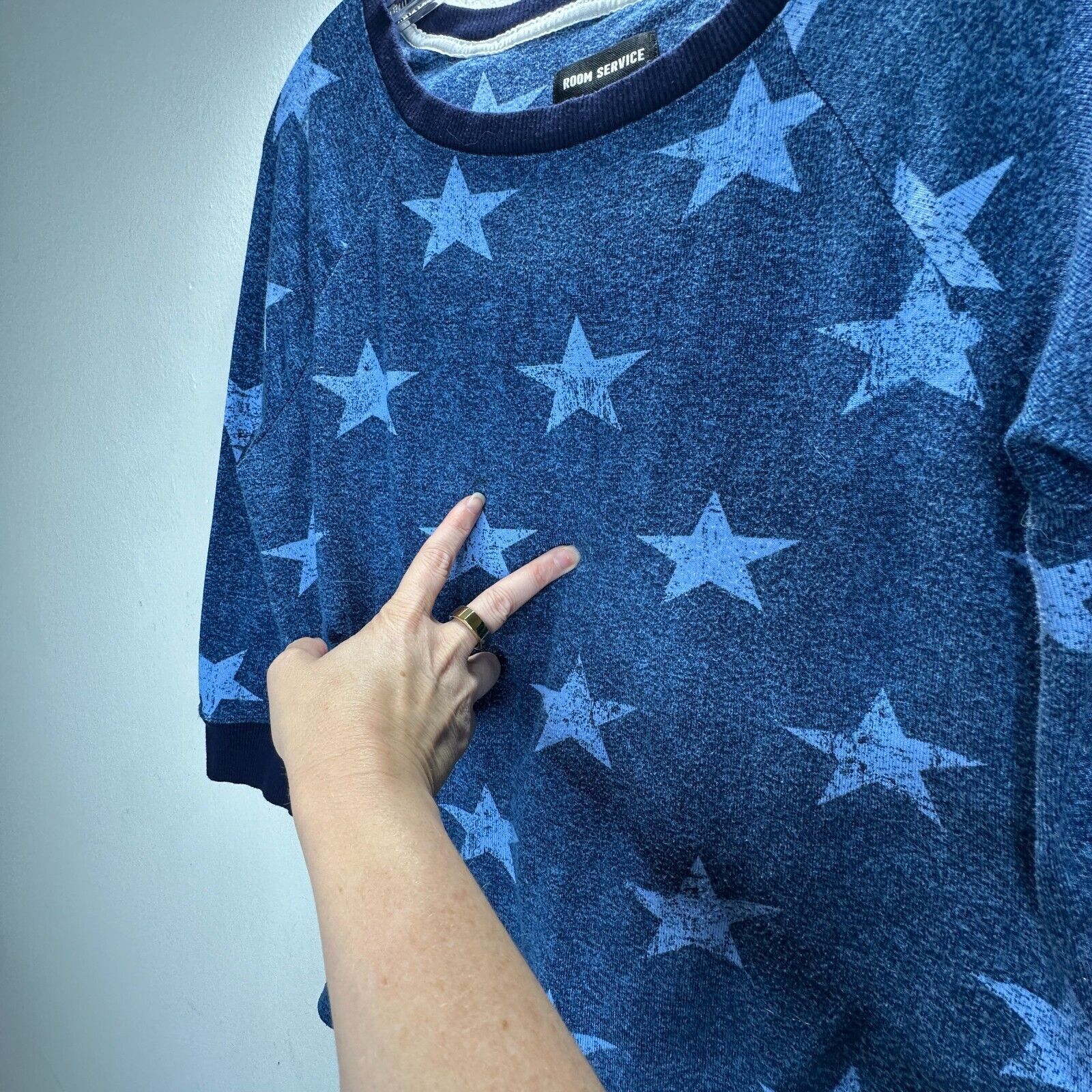 Other Room Service Blue Star 3/4 Sleeve Sweater Drawstring Jogger Size 30" / US 8 / IT 44 - 4 Thumbnail