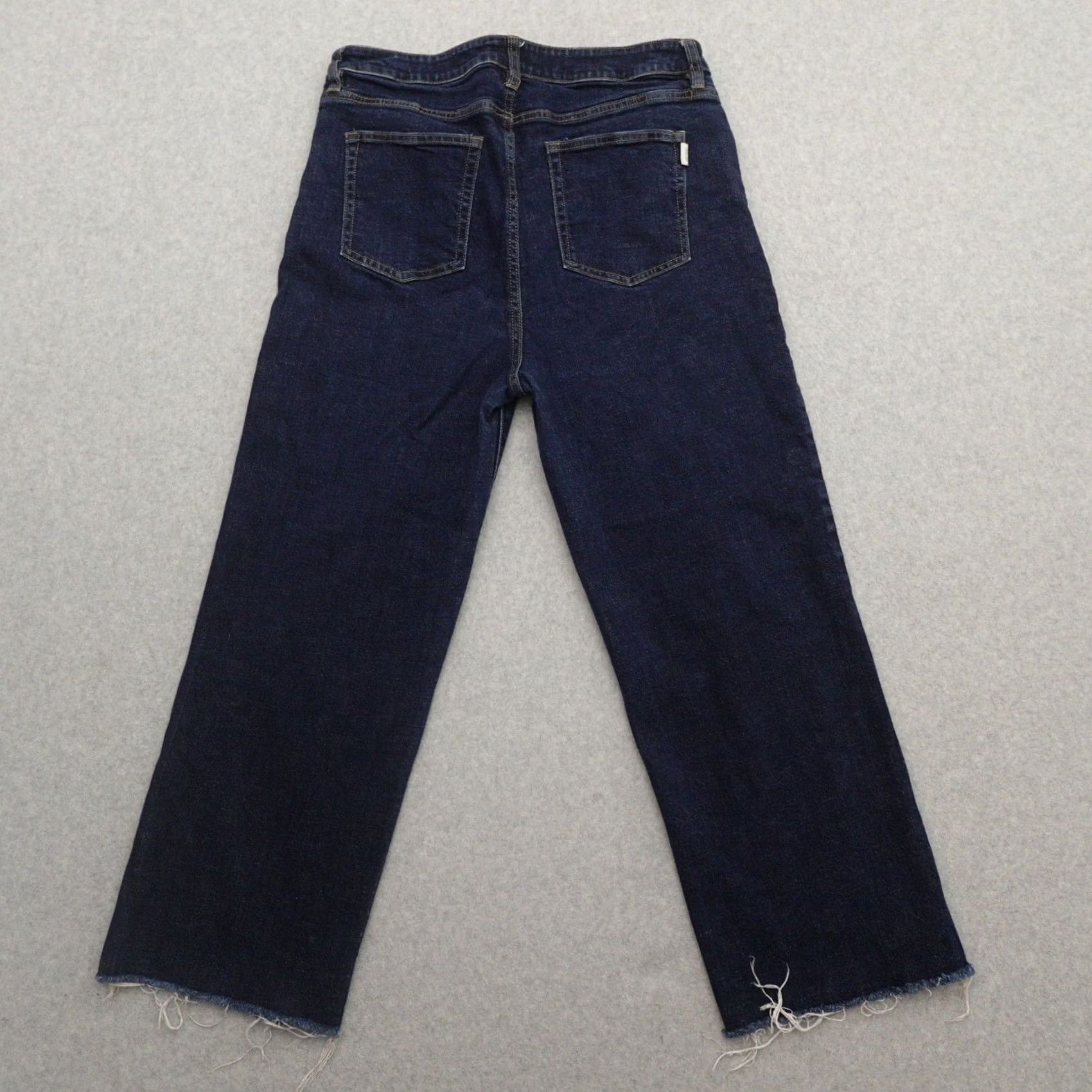 Olive Oliver Logan Jeans Womens 33 (33X26) Aberdeen Wide-Leg Crop Dark Wash Blue 33 Regular Size 24" / US 00 / IT 34 - 2 Thumbnail