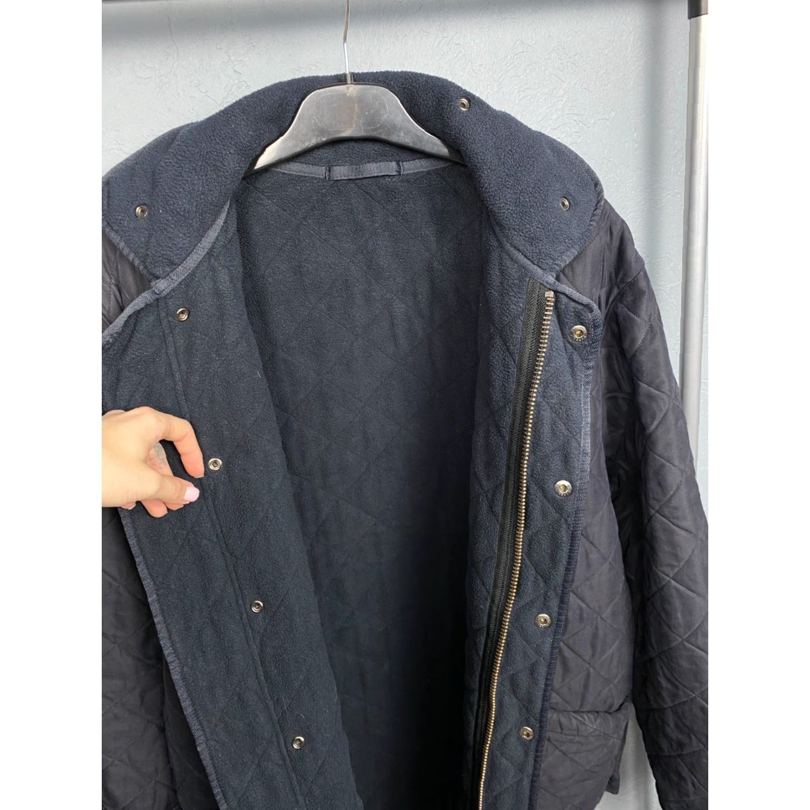 Barbour VINTAGE Barbour Mens Polarquilt Long Quilted Jacket L - Barbour Microfibre Polarquilt Blue Quilted Full Zip Mens Jacket Size US L / EU 52-54 / 3 - 5 Thumbnail