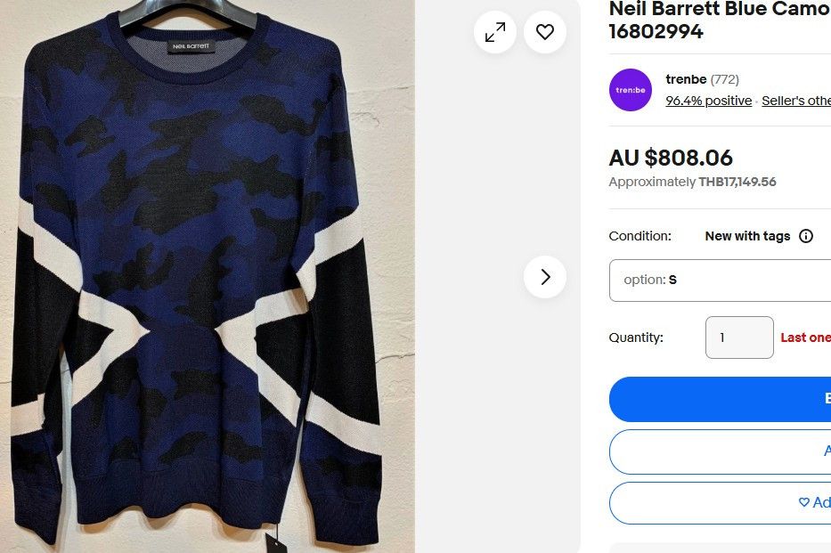 Neil Barrett Neil Barrett Blue Camo Knit Sweater Slim fit Size US M / EU 48-50 / 2 - 3 Thumbnail