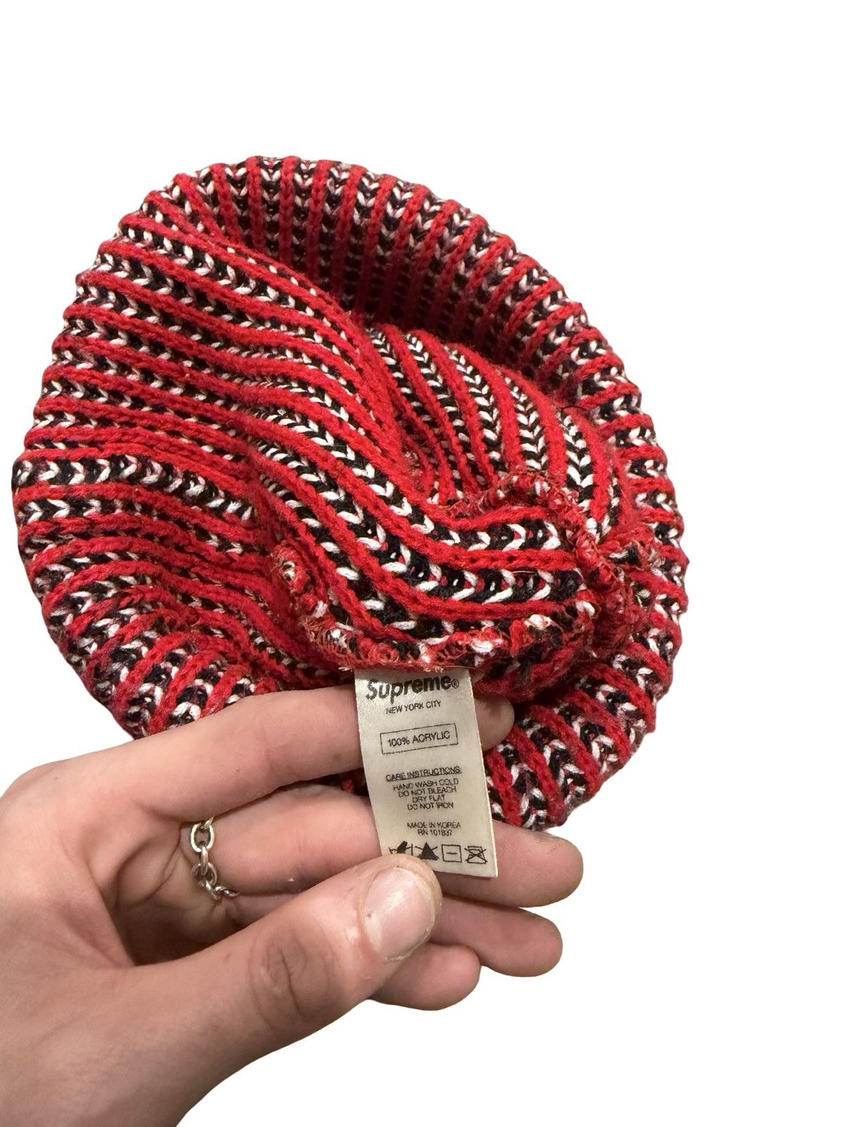 Japanese Brand Supreme Plaid Beanie FW15 Loose knit Cuffed Grid Size ONE SIZE - 5 Thumbnail