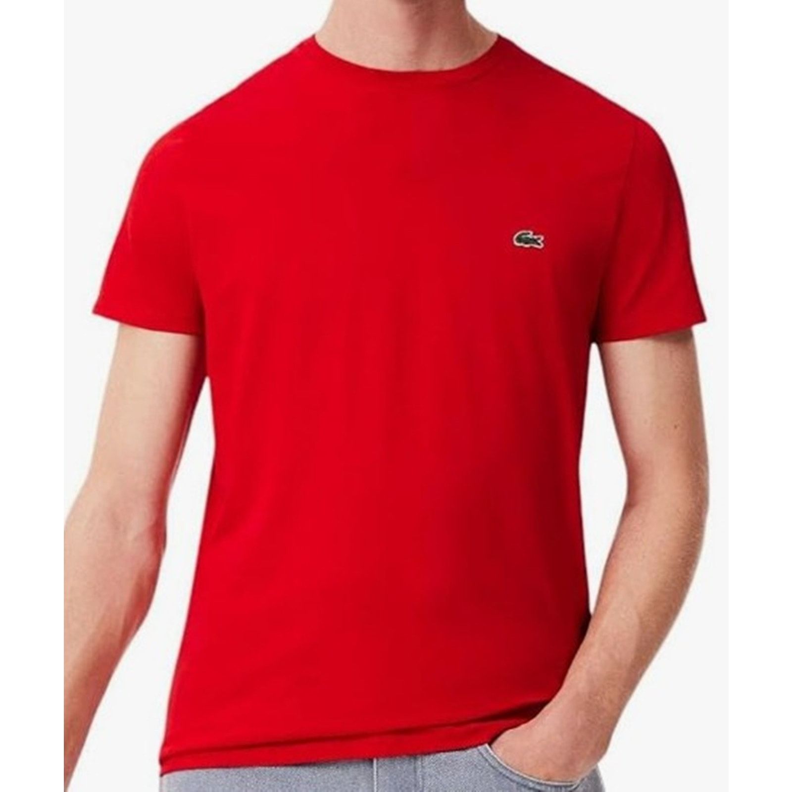 Lacoste Lacoste Men's Cotton Pima Jersey T-Shirt Red Large Size US L / EU 52-54 / 3 - 1 Thumbnail