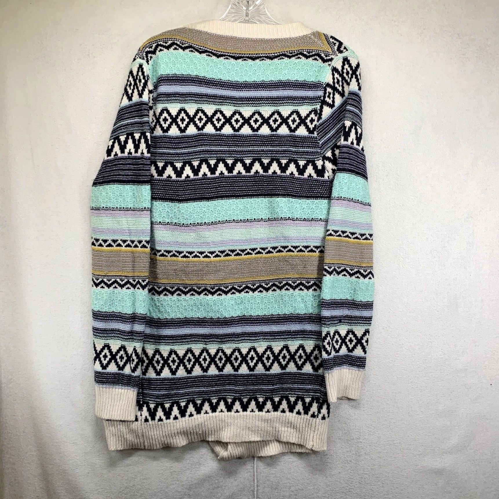 Anthropologie Alya Cardigan Adult Medium Mint Multicolor Geometric Open Front Boho Southwestern Women's Size M / US 6-8 / IT 42-44 - 4 Thumbnail