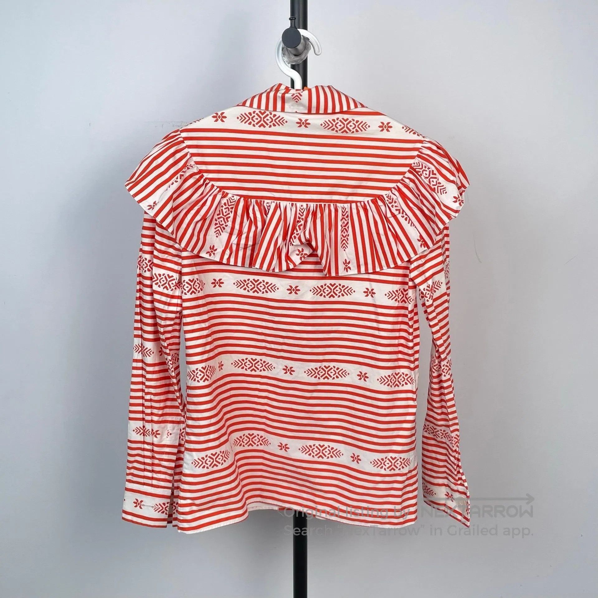Miu Miu Miu Miu Red Color Block Striped Flowered Long Sleeve Knit Size XS / US 0-2 / IT 36-38 - 2 Thumbnail