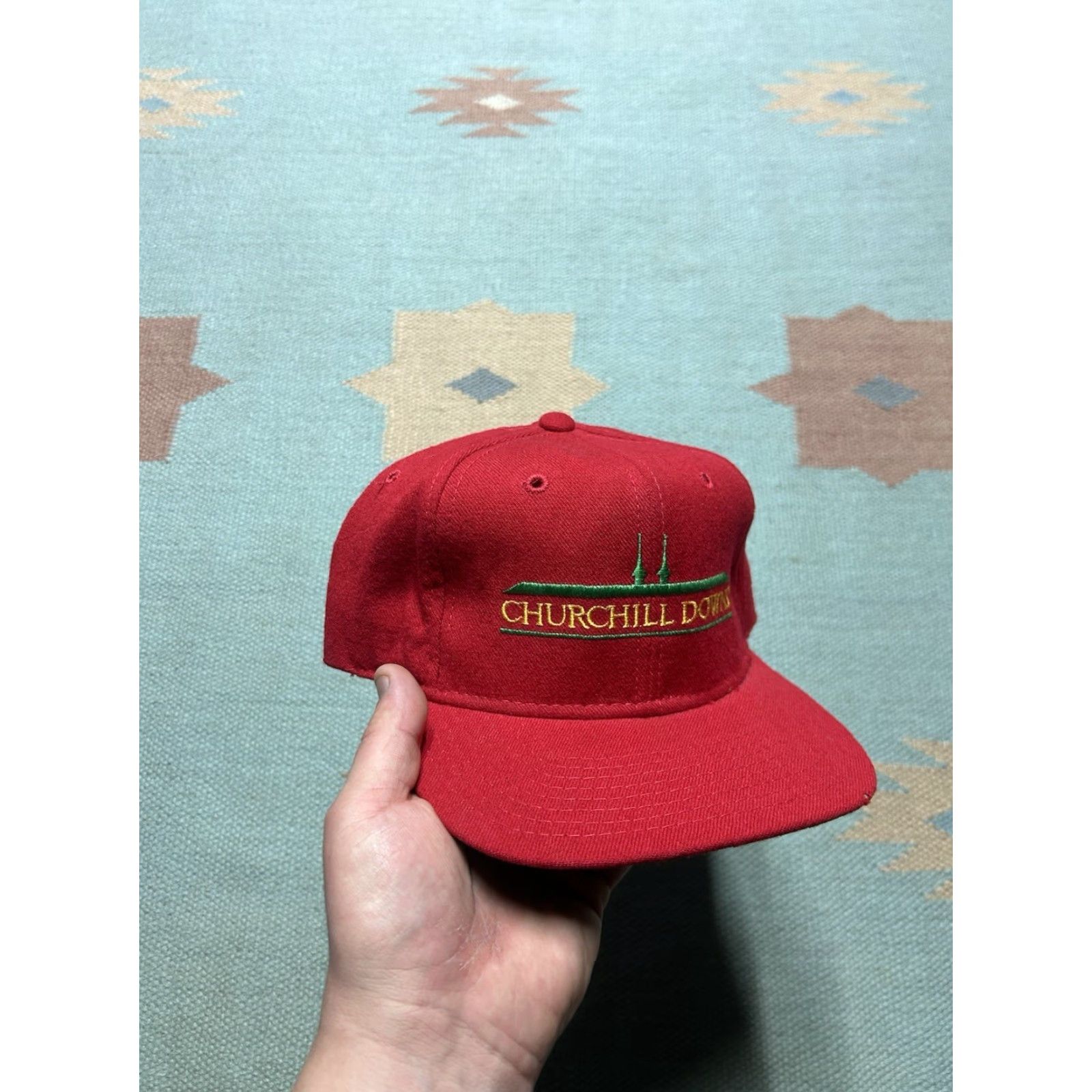 Sports Specialties VINTAGE Sports Specialties Snapback Hat Cap Wool Red Men's Adjustable Kentucky Derby Churchill Downs Derby Hat Size ONE SIZE - 2 Thumbnail