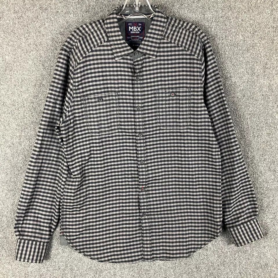 MBX MBX Shirt Men's Large Slim Fit Button Up Check Long Sleeve Size US L / EU 52-54 / 3 - 1 Thumbnail