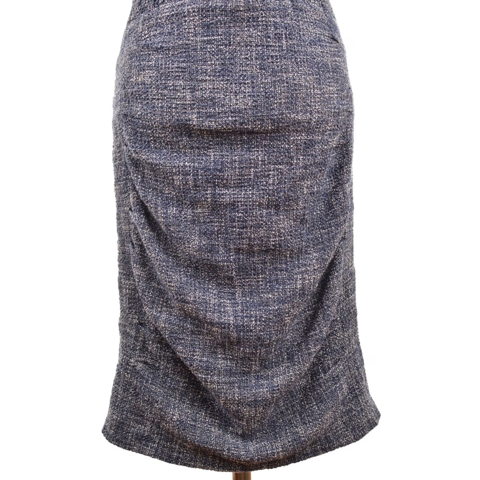Maje VINTAGE Maje Rought Tweed Blue Dress Bleu Dress Knee Length E16ROUGHT 92% Cotton // 7% Polyamide // 1% Elastane Size 2 Womens Size XS / US 0-2 / IT 36-38 - 3 Thumbnail