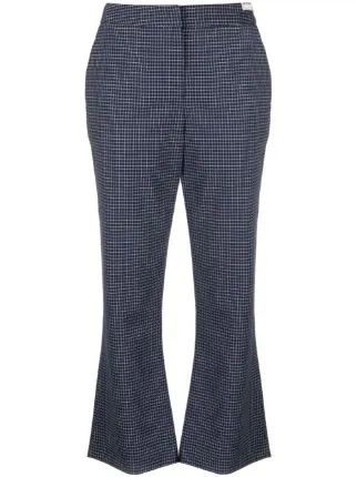 image of Marni O1W1Db10524 Cropped Flared Trousers In Blue, Women's (Size 38)