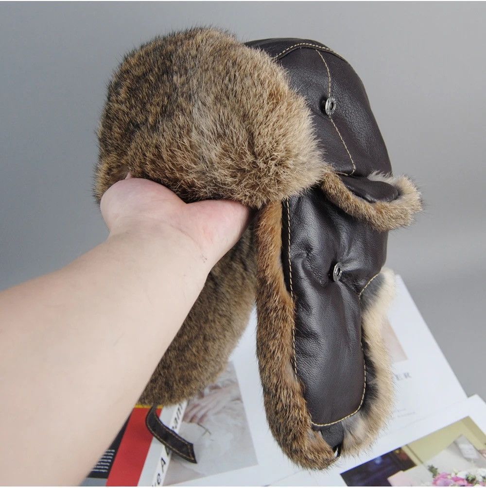 Other Unisex Genuine Sheepskin Real Rabbit Fur Hats Size ONE SIZE - 4 Thumbnail