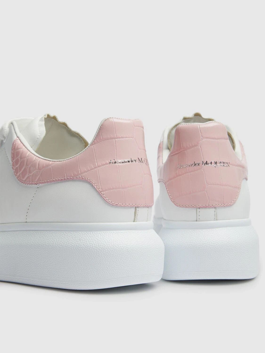 McQueen Oversized Women's Wht/Pnk Leather Sneakers