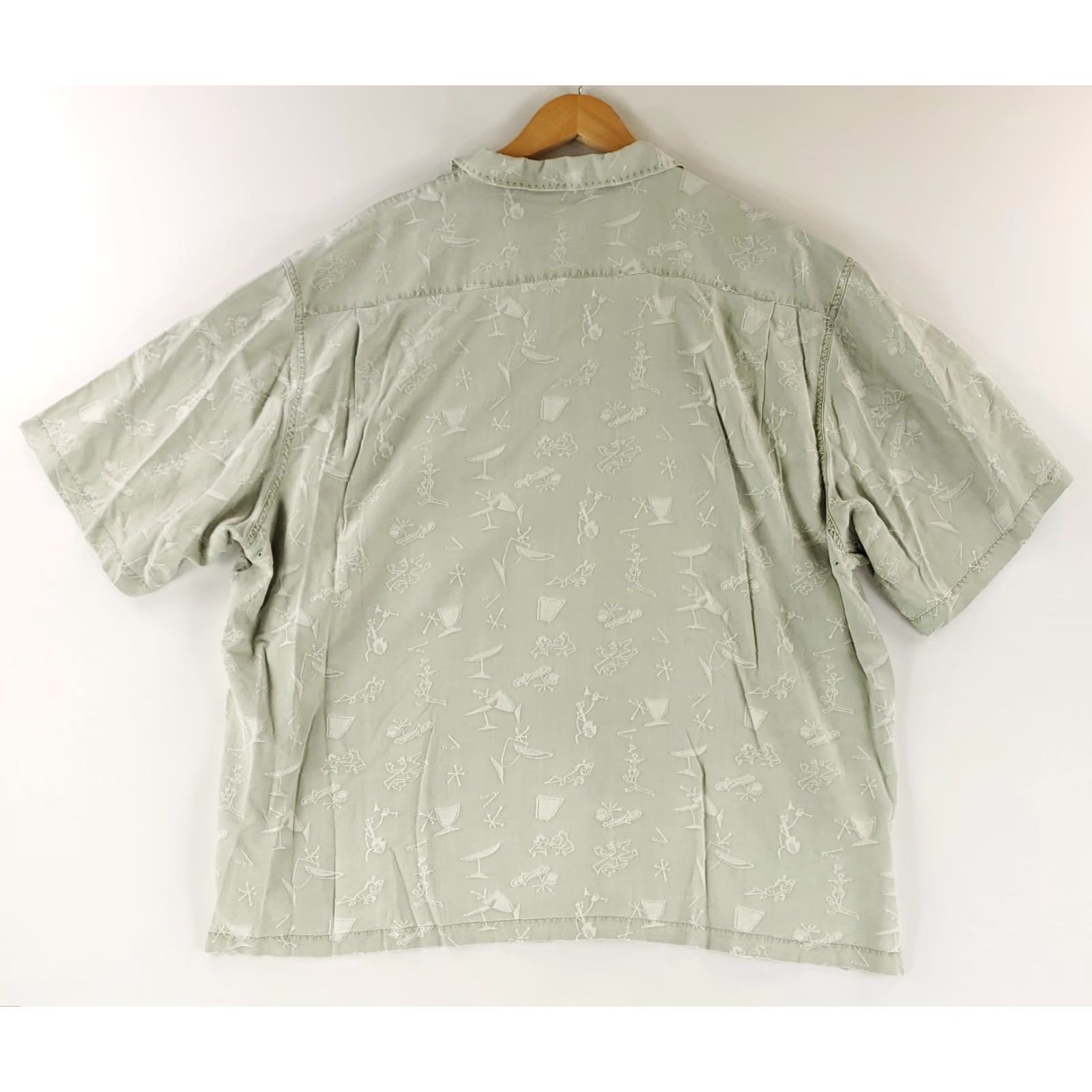 Nat Nast Nat Nast Shirt Button-Up 100% Silk Cocktails MCM Green Short Sleeve Mens 2XB Big & Tall Green Silk Short Sleeve Button-Up Mens 2XB Size US XXL / EU 58 / 5 - 4 Thumbnail