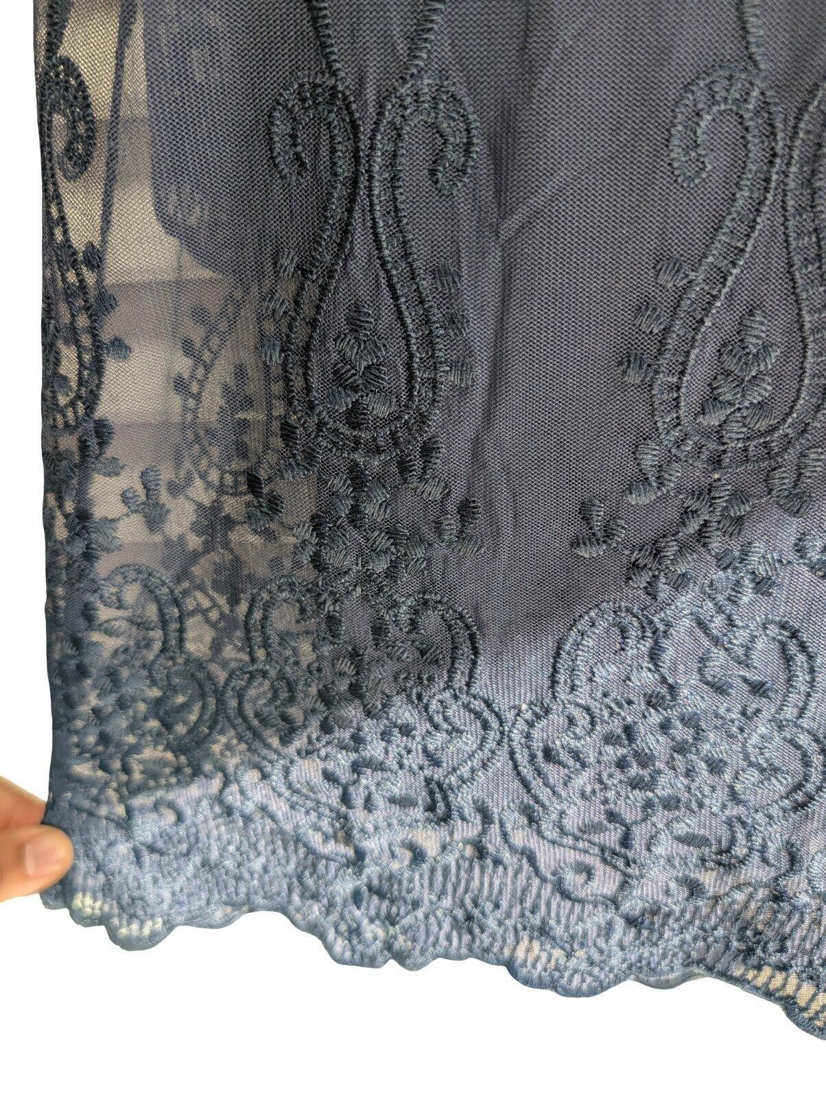 Alyx Alyx Women’s Blouse 2X Navy Sheer Lace Tunic Embroidered Size XXL / US 16-18 / IT 52-54 - 4 Thumbnail