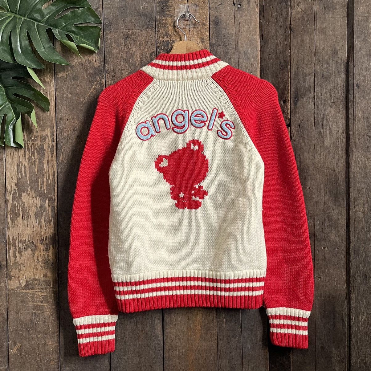 image of Angel Blue Vintage Angle Blue Zipper Sweatshirt Jacket in Red/White, Men's (Size Large)