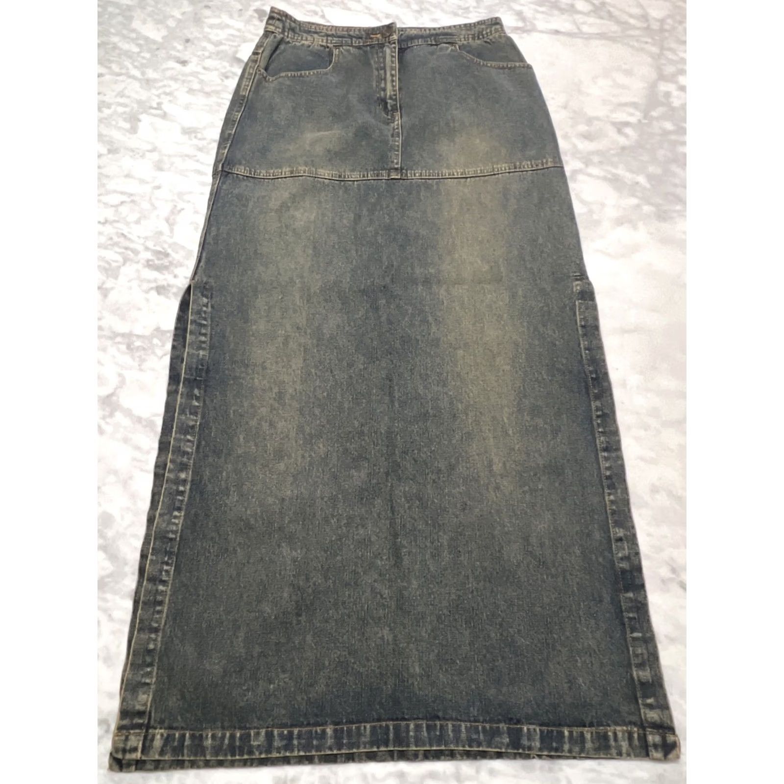 Vintage VINTAGE Newport News Jeanology Denim Long Skirt Women 8 Slits Cottage Core Western Size 30" / US 8 / IT 44 - 2 Thumbnail