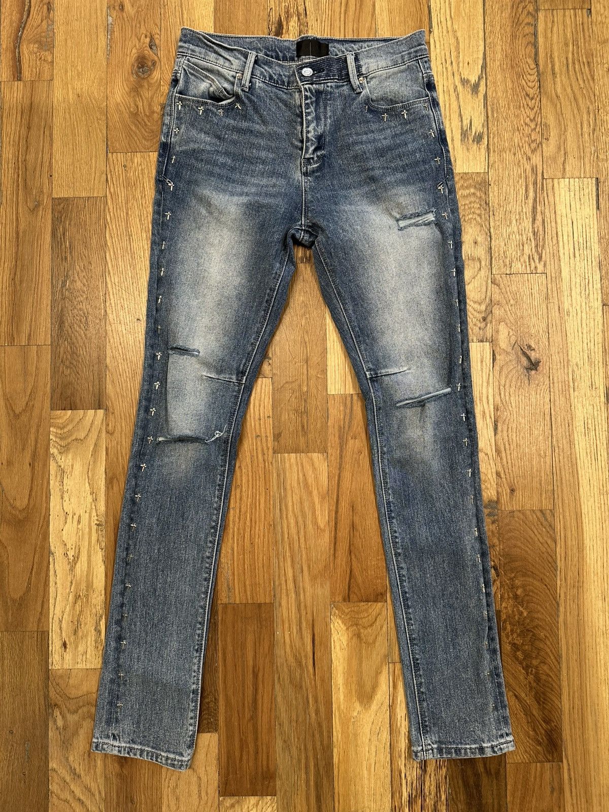 Rta Rta Side Crosses Blue Denim Jeans Size 29 Size US 29 - 1 Thumbnail