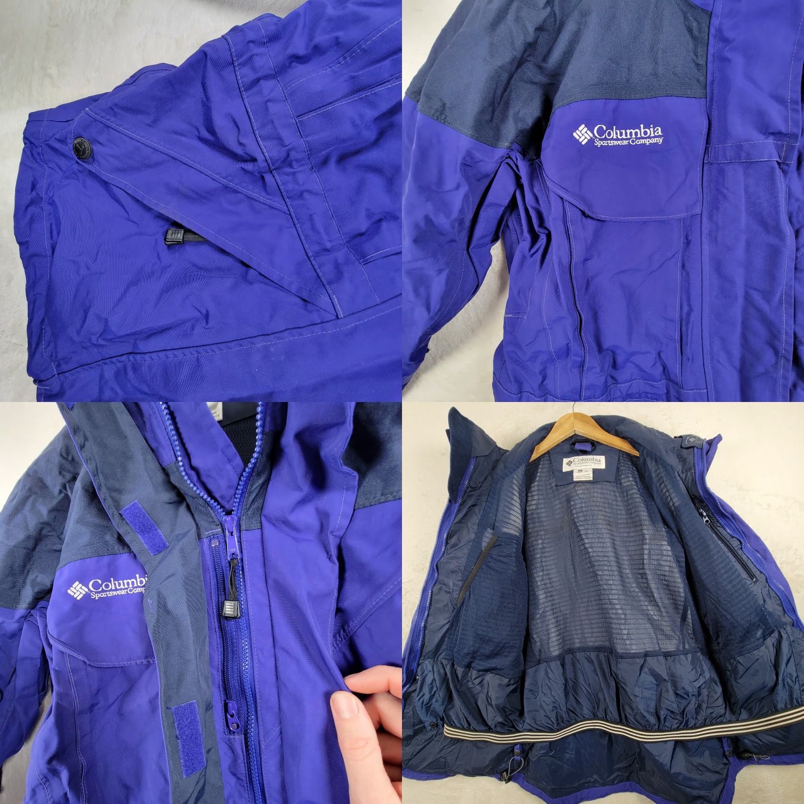 Vintage Columbia Titanium Womens Jacket L Omnitech Waterproof Blue Black Zip Hooded Pockets Size L / US 10 / IT 46 - 9 Thumbnail