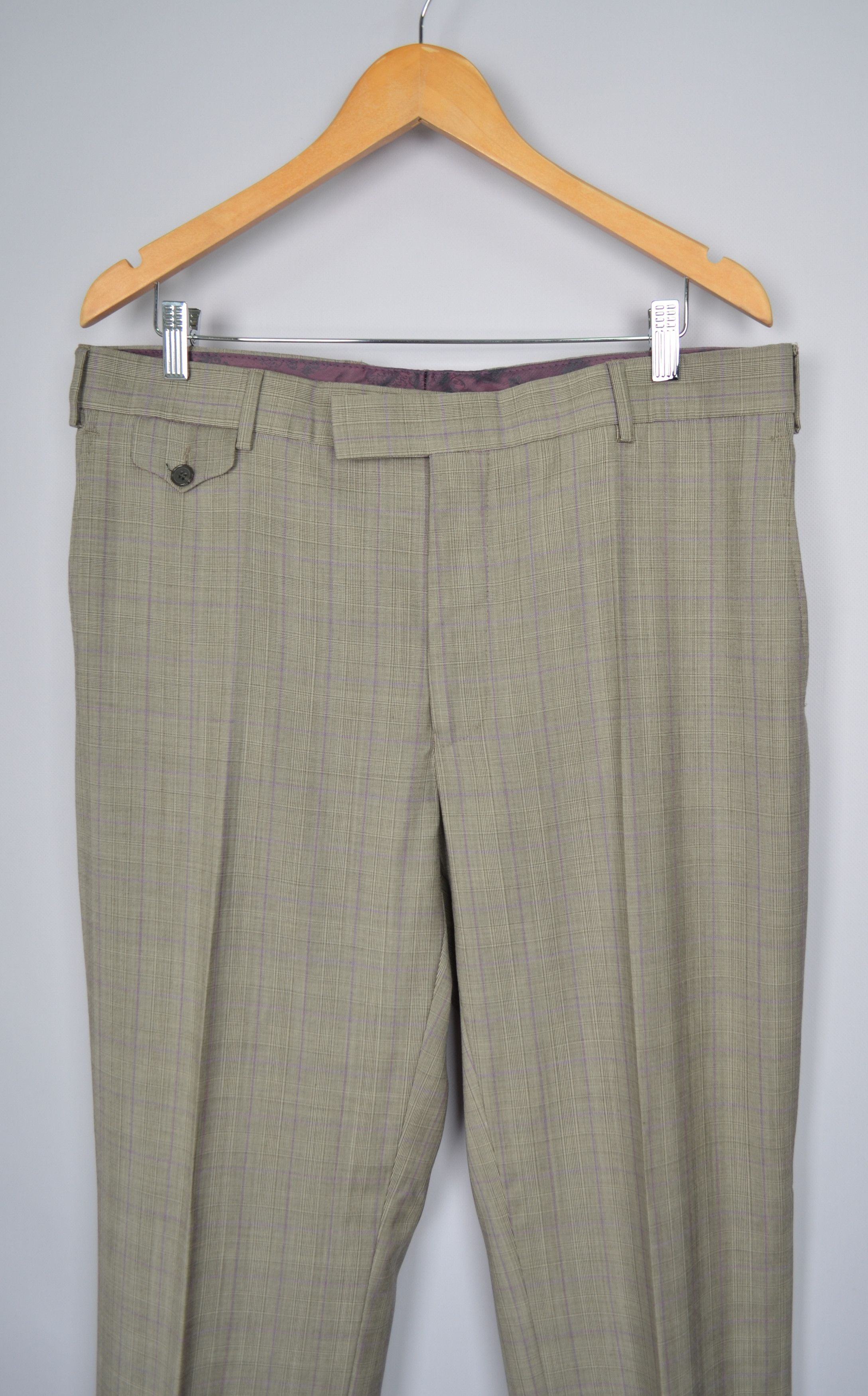 Designer × Ted Baker Ted Baker Endurance Striped Violet 3 Piece Wool Suit US 42 Size 42R - 17 Thumbnail
