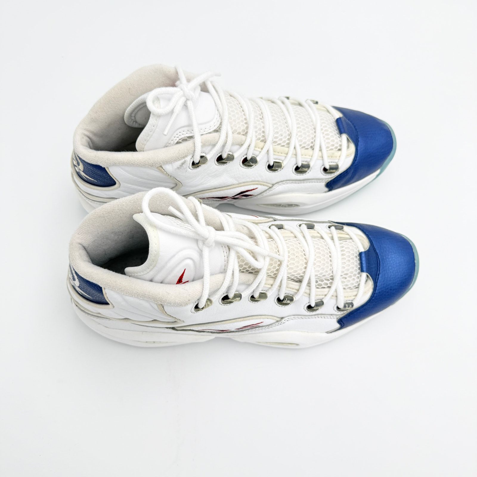 Reebok Reebok Question Mid Blue Toe Allen Iverson White Blue Size US 12 / EU 45 - 4 Thumbnail