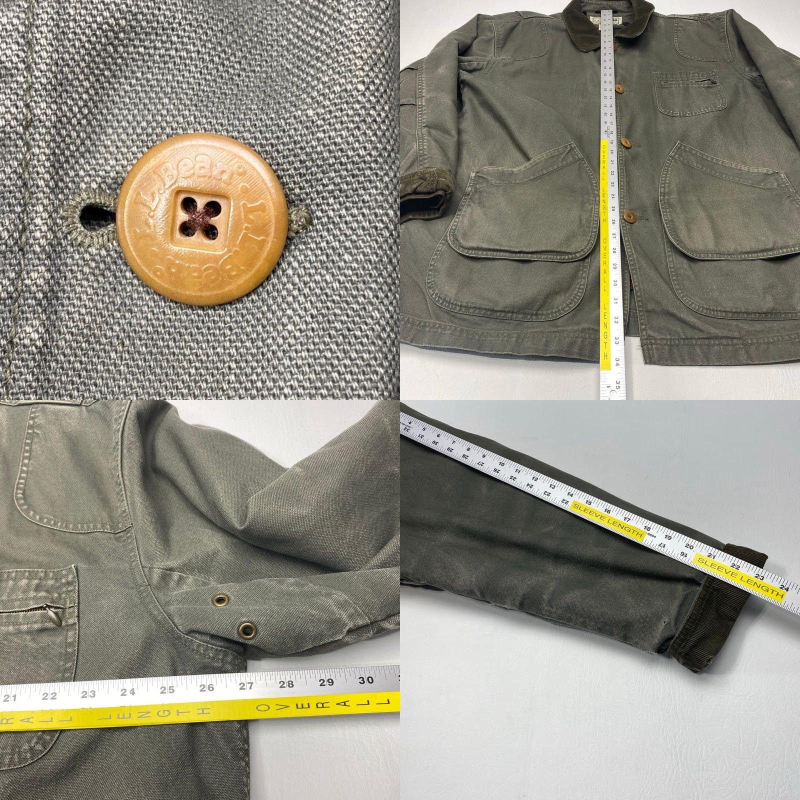Vintage VINTAGE L.L.Bean Original Field Chore Coat Olive 187061 Removable Wool Plaid Lining 7950 XL Green Canvas Wool Regular Button Size US XL / EU 56 / 4 - 11 Thumbnail