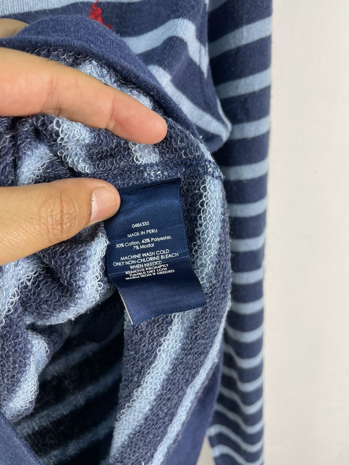 Polo Ralph Lauren Vintage Polo Ralph Lauren Pullover Hoodie Striped Blue Size US S / EU 44-46 / 1 - 5 Thumbnail