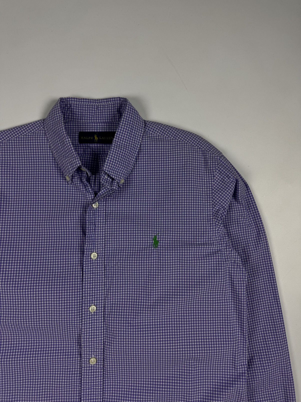 Polo Ralph Lauren × Ralph Lauren POLO Ralph Lauren Purple White Plaid Long Sleeve Shirt Size US M / EU 48-50 / 2 - 1 Thumbnail