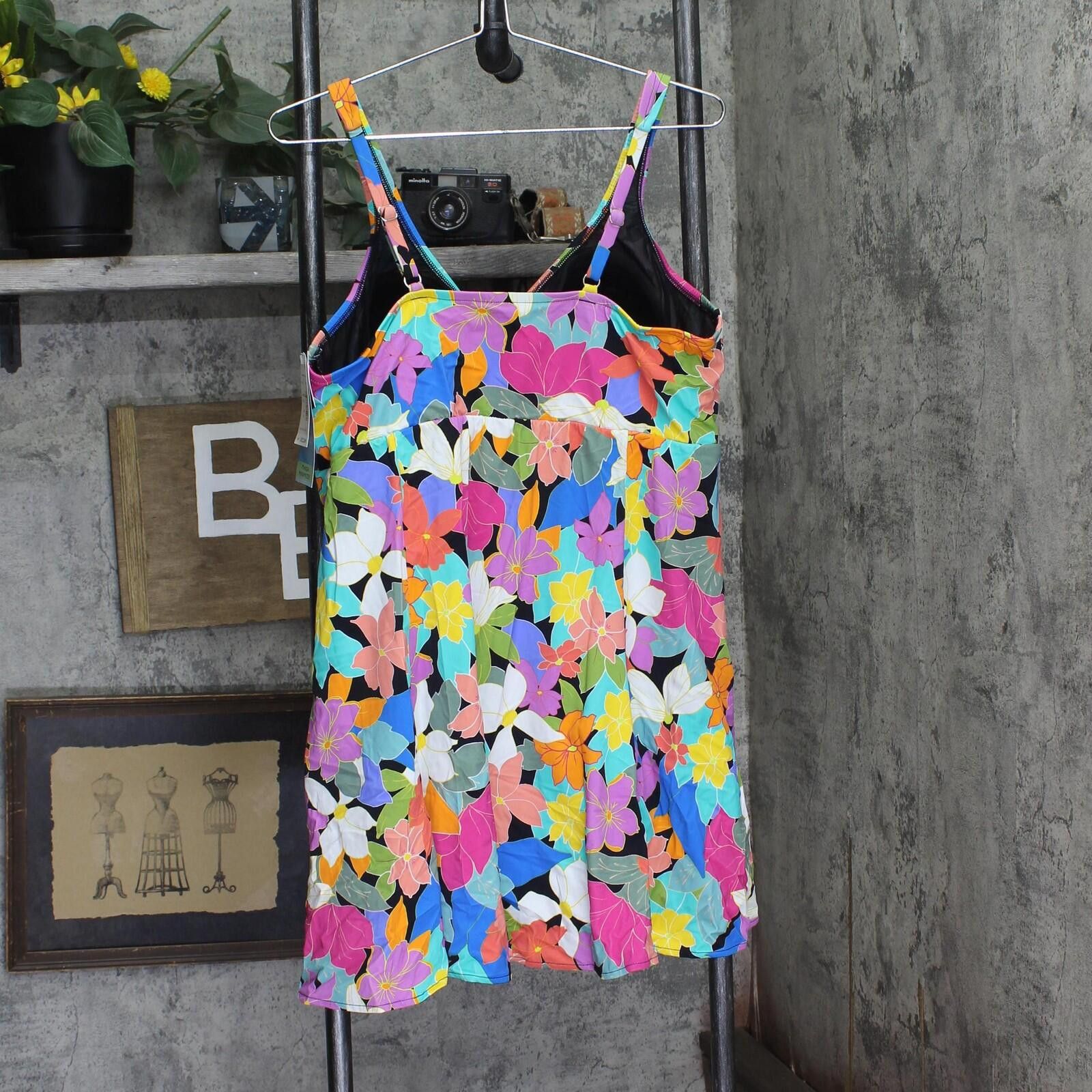 Other Nwt Swim Solutions Piece Swimsuit Floral Frenzy Blue 24w Size ONE SIZE - 2 Thumbnail