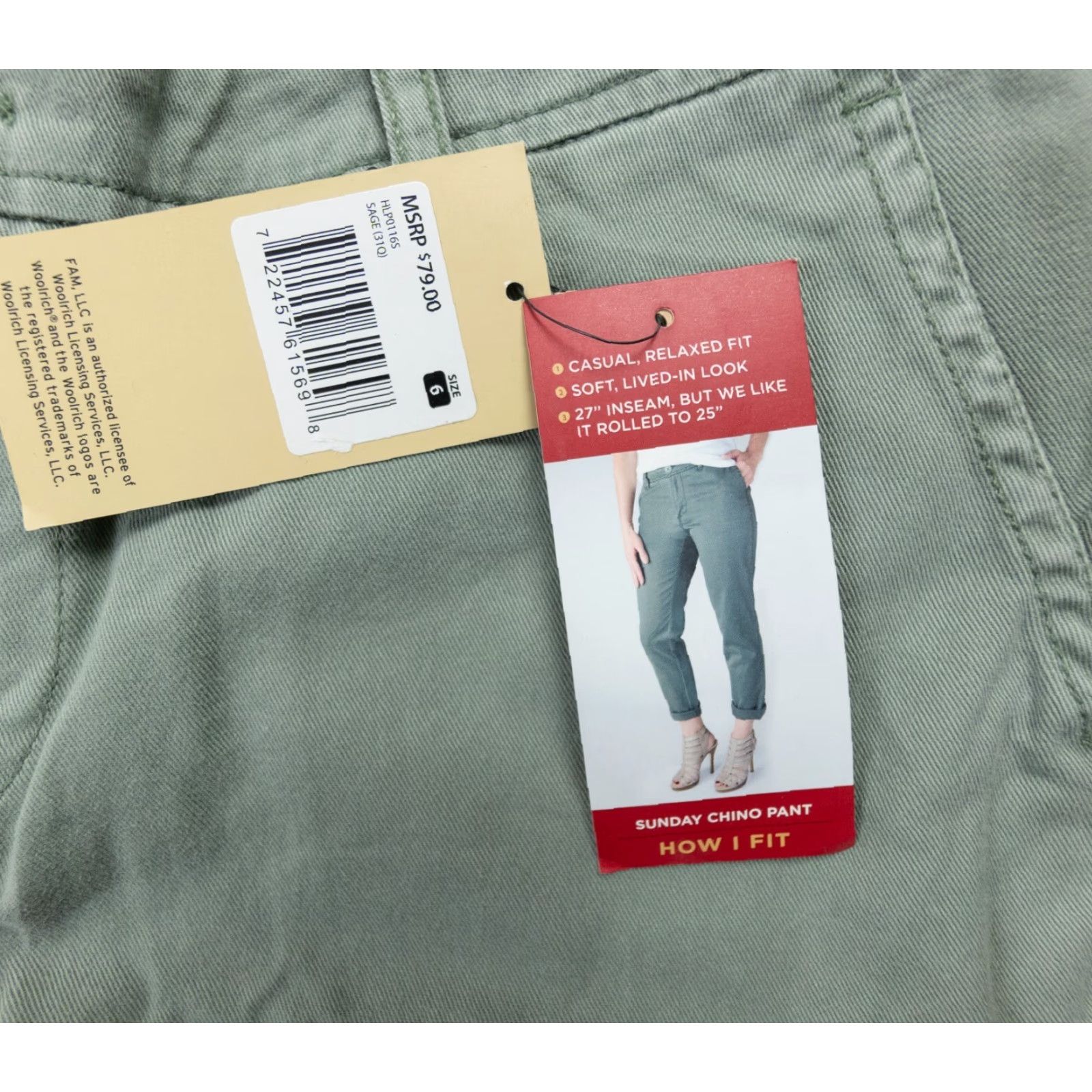 Vintage Woolrich Womens Chino Pants Size 6 Green Tapered Casual 27" Inseam Outdoor Size 28" / US 6 / IT 42 - 5 Thumbnail