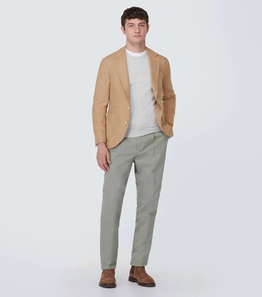Brunello Cucinelli 0924 Woven Jacket Silk in Beige Size US M / EU 48-50 / 2 - 2 Thumbnail