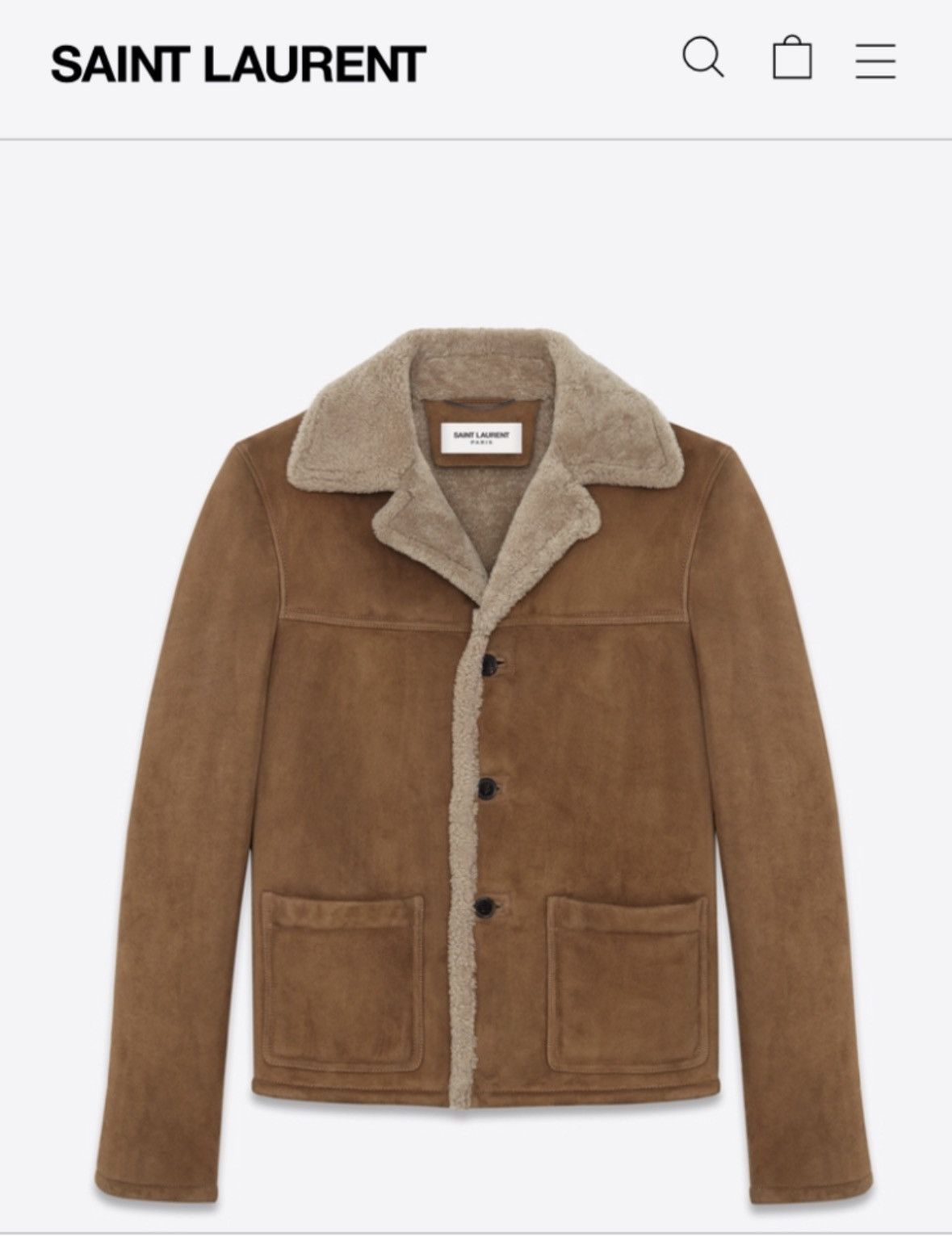 image of Saint Laurent Paris Saint Laurent Suede Sheering Bomber Sz50 in Brown, Men's (Size Medium)